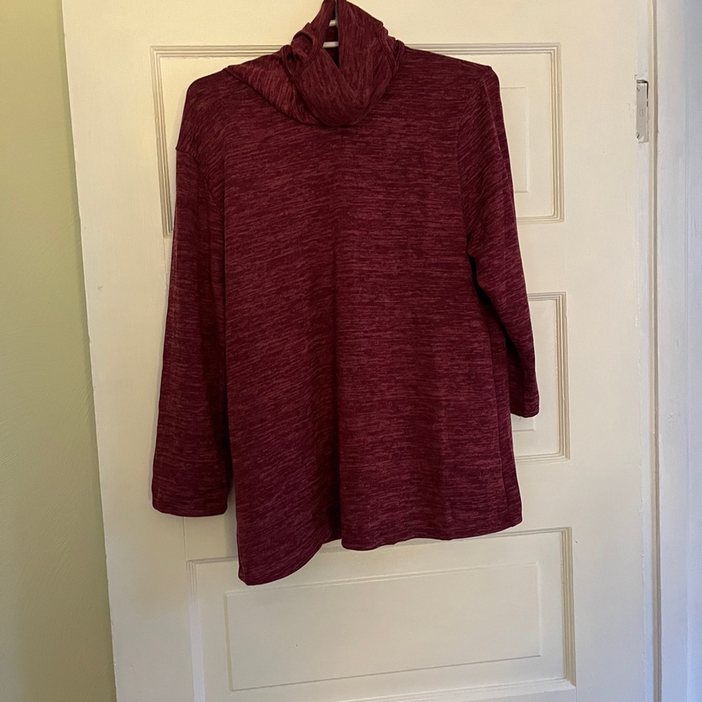 NY Collection Maroon Cowl Neck Sweater